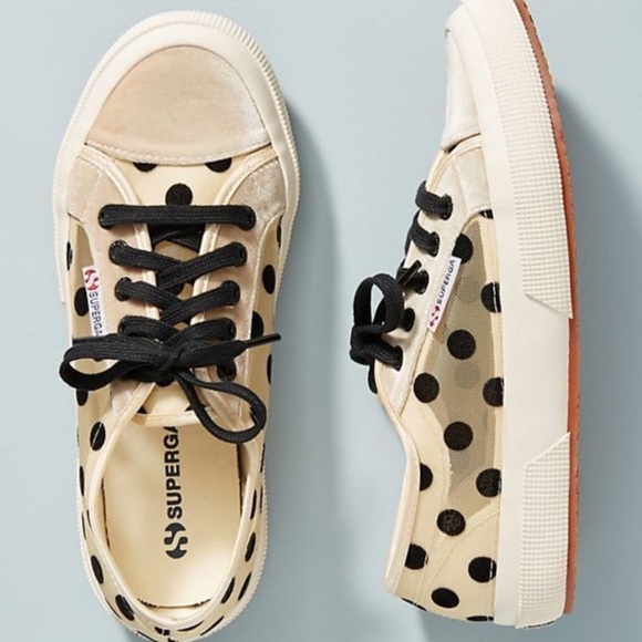 Superga Shoes - Anthropologie NWT Superga Polka Dot & Velvet Shoes